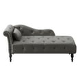 thumbnail image 4 of Miniyam Velvet Chaise Lounge, Tufted Accent Chaise Chair with Pillow for Living Room Bedroom, Gray, 4 of 7