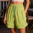 thumbnail image 7 of Women's High Waisted Dry Shorts with Pockets Elastic Drawstring Comfortable Nylon Workout Shorts for Running Gym Hiking Casual Summer Athletic Fitness | VerBelle,Yellow L, 7 of 7