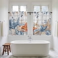 thumbnail image 4 of Blue Coastal Kitchen Curtains 45 Inch Length, Summer Beach Starfish Weeping Eucalyptus Wooden Tiers Curtains for Bathroom Bedroom Cafe, Light Filtering Window Treatment Drapes 2 Panels 42"Wx45"L, 4 of 8