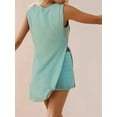 thumbnail image 5 of Women Summer Sweater Set Casual Sleeveless Crewneck Side Split Knit Tunic Tops & Slim Shorts Y2K Beach Vacation Set Lake Green S, 5 of 7