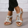 thumbnail image 3 of SACFOF Womens Wedge Sandals Low Heel Dressy Sandals Elastic Ankle Strap Rhinestone Sandals Summer Outdoor Beach Shoes, 3 of 6
