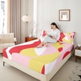 thumbnail image 4 of jejeloiu Minimalist Geometric Artwork Twin Sheet Sets,Colorful Stripes Line Bedding For Kids 3 Pieces, 4 of 7