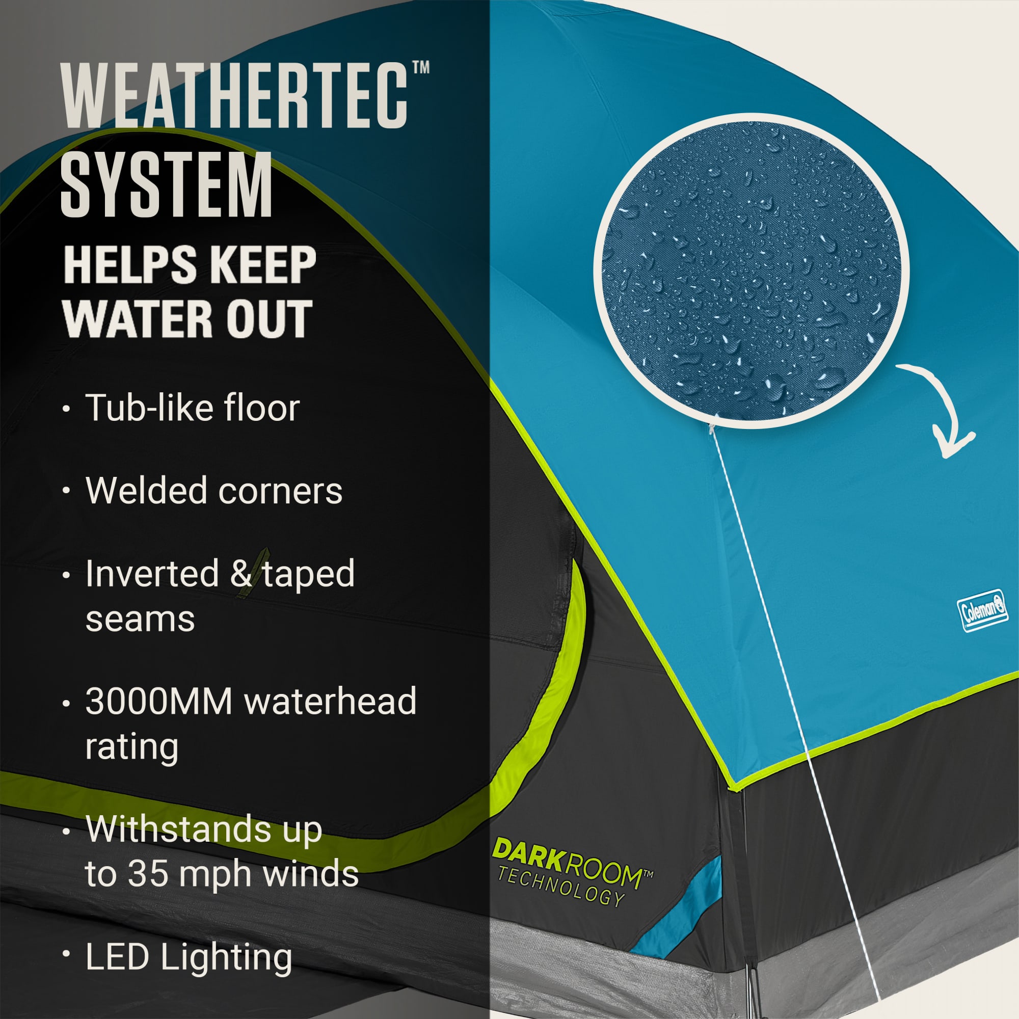 Coleman 4-Person Dark Room Stardome Tent with LED Light photo 6