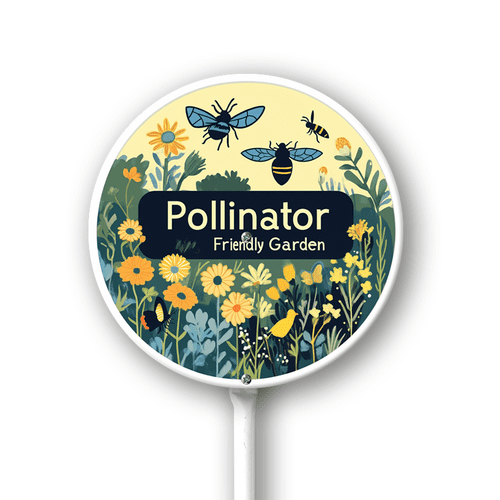 Eveokoki Pollinator Friendly Garden Sign with Stake Outdoor Aluminum Yard Sign Rustproof Aluminum Metal Sign Fade Resistant Lawn Decoration 9.2x9.2inch