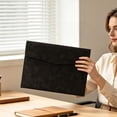thumbnail image 2 of File Folder,Waterproof Document Pouch,Faux Leather File Organizer with Magnetic Snap for Thin A4 Document Storage,Meeting Documents Arrangement,Black, 2 of 8