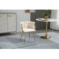 thumbnail image 6 of Tzicr Velvet Dining Chairs Set of 4, Modern Woven Upholstered Dining Chairs with Gold Metal Legs,Luxury Tufted Dining Chairs for Living Room, Bedroom, Kitchen (Beige), 6 of 6