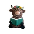 thumbnail image 2 of Highland Cow Decorative Figurine Desktop Ornament, Reading Cow Statue For Tabletop Decoration, Home Office Accent Piece, Unique Animal Decor For Teens S, 2 of 7