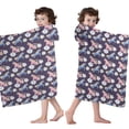 thumbnail image 4 of Dark Purple Cartoon Unicorn Flower Pattern Hooded Bath Towel，60"x35" for Ages 3 To 12 Kids, Quick Dry Lightweight Soft Microfiber Hood Beach Towel Cover Up for Kids, 4 of 7