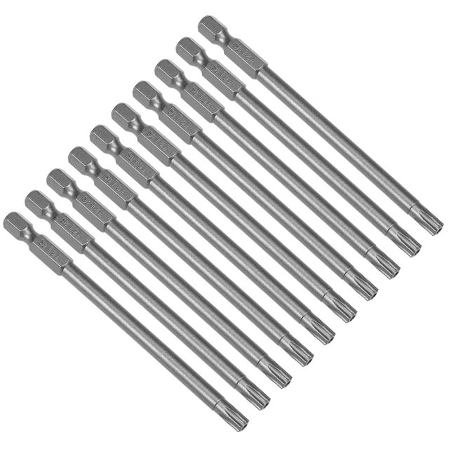 Unique Bargains 10pcs 100mm 1/4' Hex Shank T27 Magnetic Torx Head Security Screwdriver Bit S2