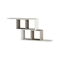Ada Home Decor Furniture 49.21" 2 Tier White Walost Modern Wall Shelf