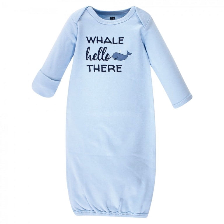 Hudson Baby Infant Boy Cotton Gowns, Sailor Whale, 4-Pack photo 5