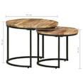 thumbnail image 2 of vidaXL Nesting Rough Mango Wood and Iron Round End Table, Brown (Set of 2), 2 of 6