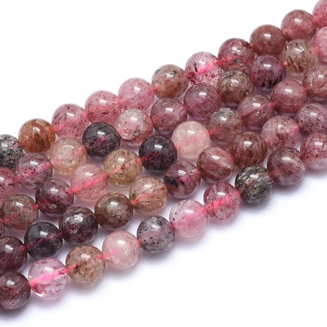 2Strand Natural Strawberry Quartz Strands Round 6mm Hole: 1mm about 62pcs/strand 15.3 inch(39cm)