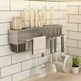 thumbnail image 5 of SSZMDLB under $5 Wall Mounted Knife Rack for Kitchen, No Hole Installation Tool Organizer, Multi-functional Utensil Storage System, Modern Kitchen Tool Holder, 5 of 6