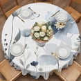 thumbnail image 2 of Gradient Blue Flower Round Tablecloth 54 inches Watercolor Country Spring Blue Floral Butterfly Waterproof Oil-Proof Table Cloth Round Table Cover for Holiday Party Picnic Dinner Decor Indoor Outdoor, 2 of 9