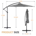 thumbnail image 2 of 10' Outdoor Patio Umbrella with LED Lights, Duty Metal with High-quality Polyester, 8 Ribs Strusture, for Outdoor Table, Yard, Coffee Shop, Restaurant, Gray, 2 of 8