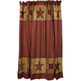 thumbnail image 2 of VHC Brands Ninepatch Star Bath Decor, Shower Curtain w/ Patchwork Borders, Red, 72x72, 2 of 7