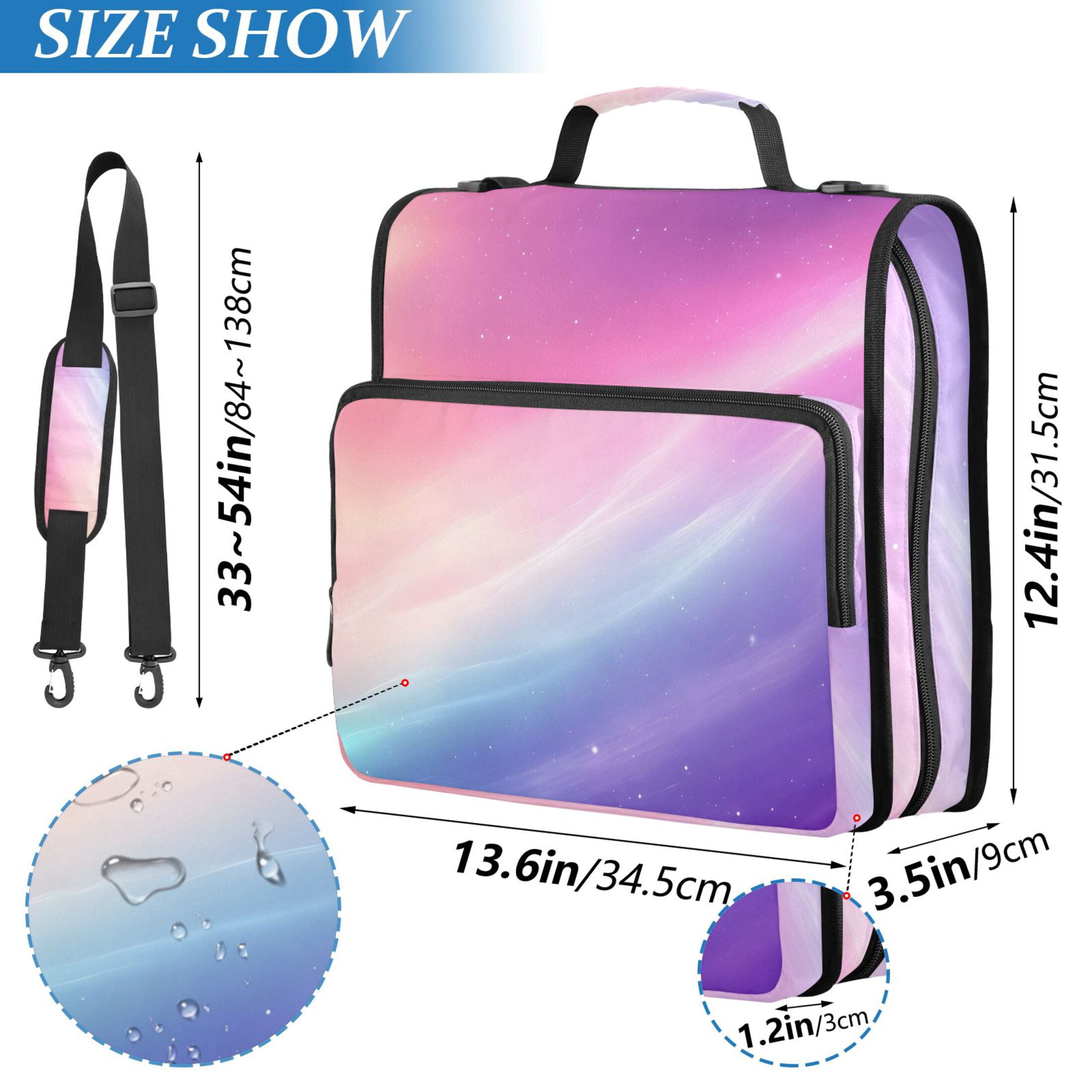 ALAZA Zipper Binder Pink Gradient Starry 3 Ring Trapper Keeper File Folder Organizer Bag