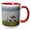 Red/White, variant on 3drose, Great Blue Heron Building Its Nest., 11oz Two-tone Yellow Mug