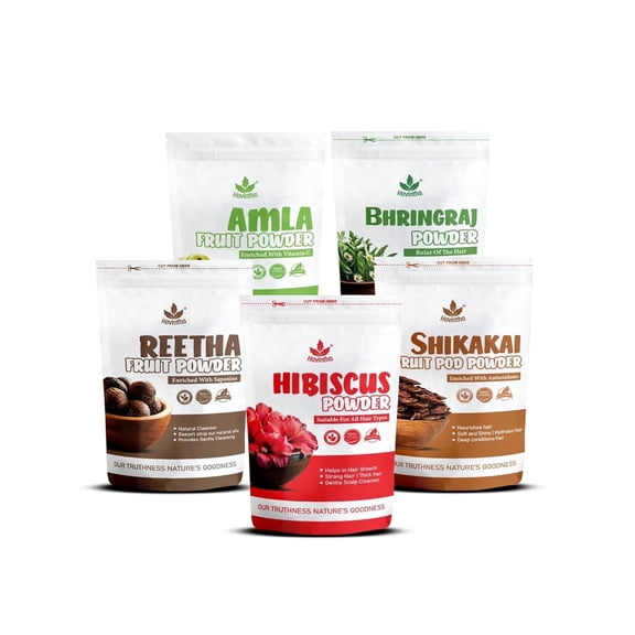 Havintha Herbal Hair Care Powder Combo(250g) – Amla, Reetha, Shikakai, Bhringraj & Hibiscus, 50g Each