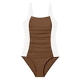thumbnail image 4 of Akiihool Square Neck One Piece Swimsuit Girls and Boys One Pieces Rash Guard Swimsuits UPF 50+ Sun Protection Long Sleeve Bathing Suits Size 4-12 Y (Coffee,15-16 Years), 4 of 4