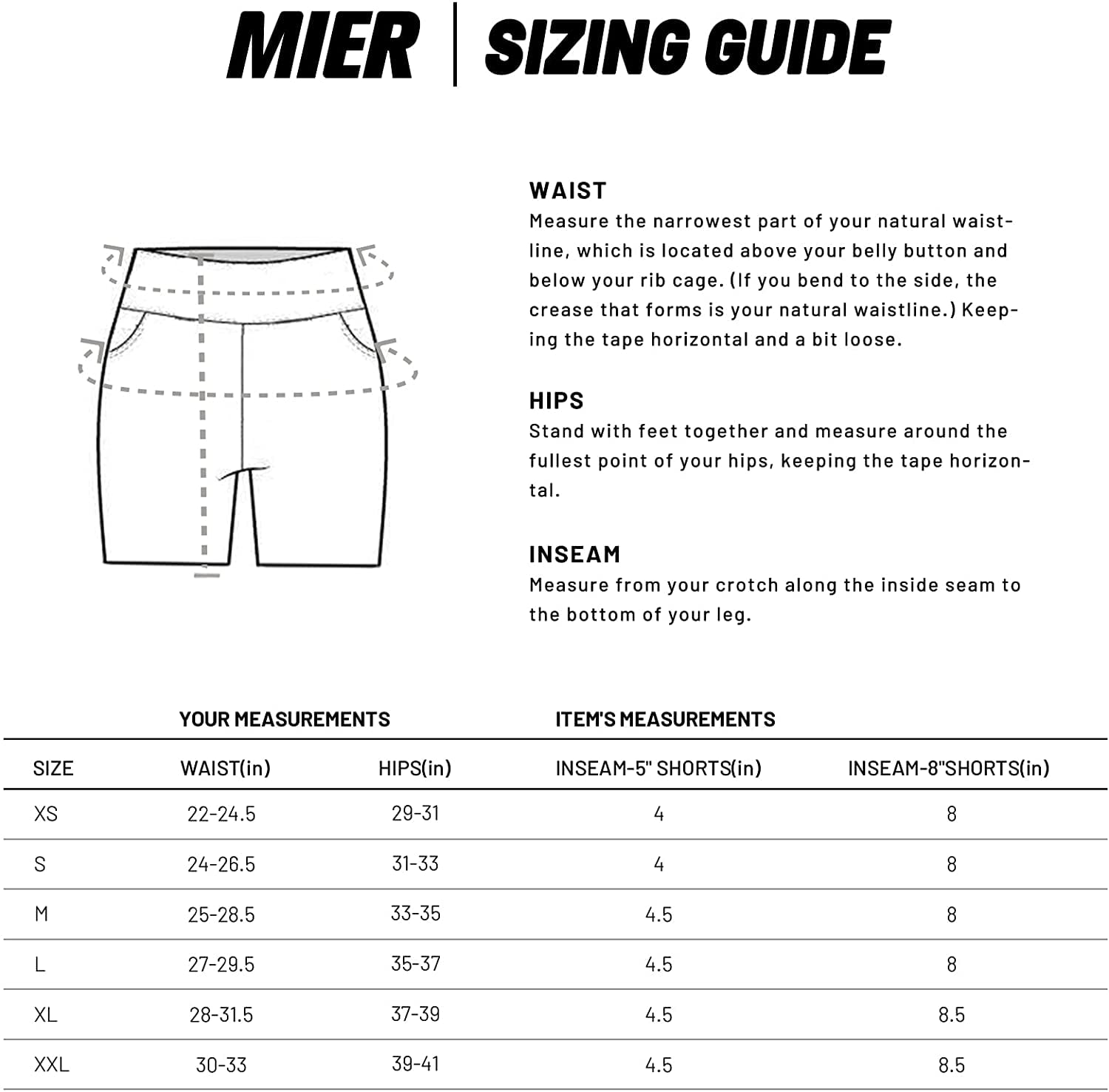 MIER Women's 5 inch/8 inch Stretch High Waist Biker Shorts Workout Running  Compression Exercise Tummy Control Yoga Shorts with Side Pockets 