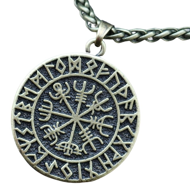 Collar con Colgante de Escudo nórdico Yuyangstore de Acero Bronce con cadena de metal collar vikingo