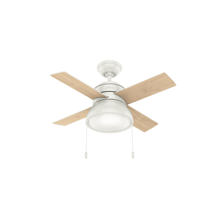 Hunter 36 Loki Fresh White Ceiling Fan With Light Kit And Pull