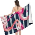 thumbnail image 2 of PHYHOO Flamingo Beach Towel Microfiber Pool Oversized Bath Towel for Girls Quick Dry and Sand Free Extra Large for Adults Travel and Swimming Black and White Stripes 30x60in, 2 of 8