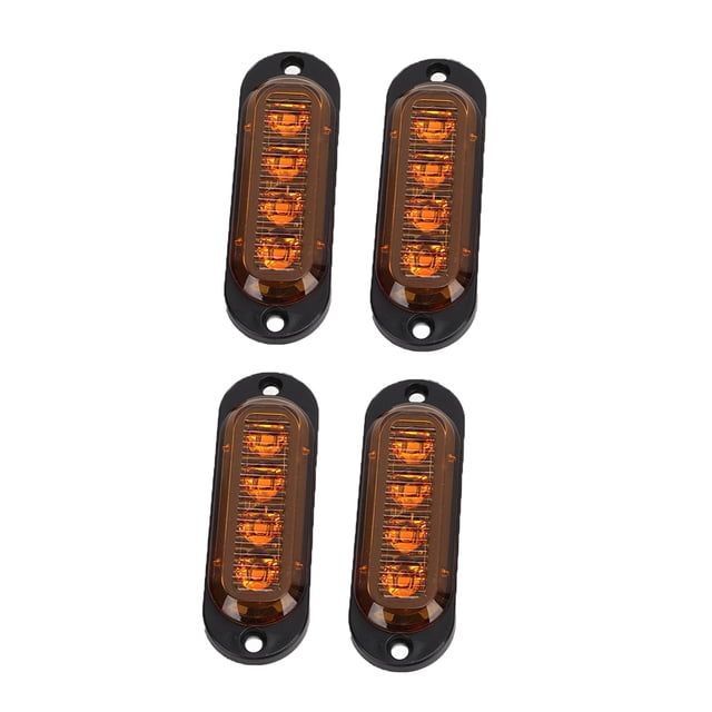 Truck Side Marker Lights 4Pcs High Brightness 3000K IP65 LED Emergency Flash Light Easy Installation for Cars Trucks Trailers ABS PC Material