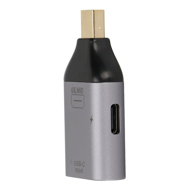 Adaptador convertidor USB C hembra a Mini DisplayPort macho 4K 60 Hz y adaptador de corriente PD para teléfono móvil, PC, proyector y monitor