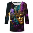 thumbnail image 5 of Cavosen Carnival Day Womens Tops 3/4 Sleeve T Shirt Holiday Mardi Gras Crewneck Shirts Mask Graphic Print Tops Festival Novelty Blouse Casual Workout Tees Party Shrove Tuesday T-Shirts 3XL, 5 of 5