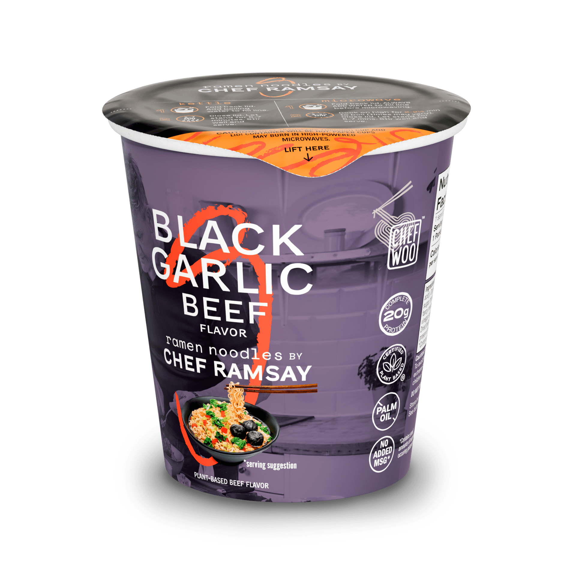 Black Garlic Beef Ramen Noodles by Chef Ramsay | Chef Woo High Protein Ramen Cups