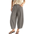 thumbnail image 2 of Xdegoge Womens Wide Leg Lounge Pants Casual Loose Fit Pleated Trousers with Pockets High Waisted Elastic Flowy Beach Yoga Pants for Summer Vacation, 2 of 7