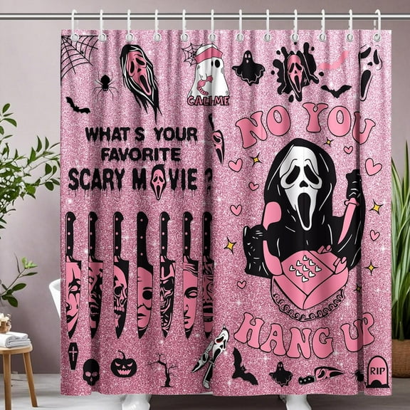Ghostface Shower Curtain Home Culture Cloth Fabric Halloween Party Scary Decorative Bathroom Decor Cute Shower Curtain Set with Hooks-48"W x 72"L (Pack of 1)