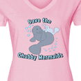 thumbnail image 4 of Inktastic Save the Chubby Mermaids with Cute Manatees Women's V-Neck T-Shirt, 4 of 5