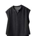 thumbnail image 3 of Men’s Knitted Textured Tank Top V Neck Knit Sweater Vests Casual Beach Summer Vacation Sleeveless Shirt Big and Tall Size M-5XL Black, 3 of 4