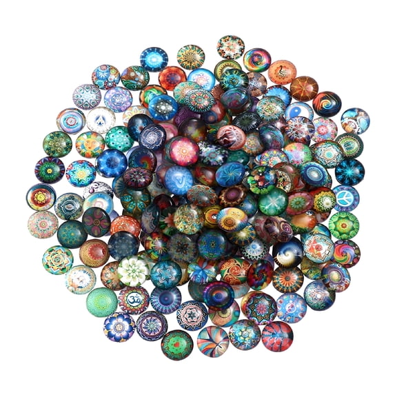 ACDANC 100pcs 12mm Mixed Round Mosaic Tiles for Crafts Glass Mosaic Supplies for Jewelry Making