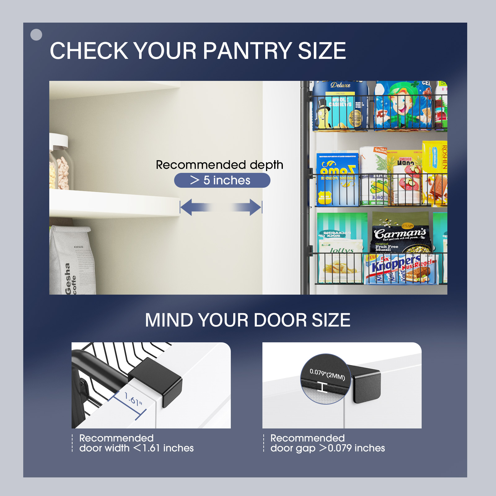 SUNALLY 8-Tier Over-the-Door Pantry Organizer, Black photo 3