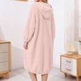 thumbnail image 6 of Kaemgyyd Womens Hooded Fleece Robe Knee Length Pullover Plush Bathrobe Cute Bow Front Baggy Loungewear（Gray,One Size）, 6 of 6