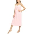 thumbnail image 5 of Valcatch Women's Nightgown Chemise Sleepwear Full Slip Lace V-neck Nightwear Midi Dress, 5 of 6