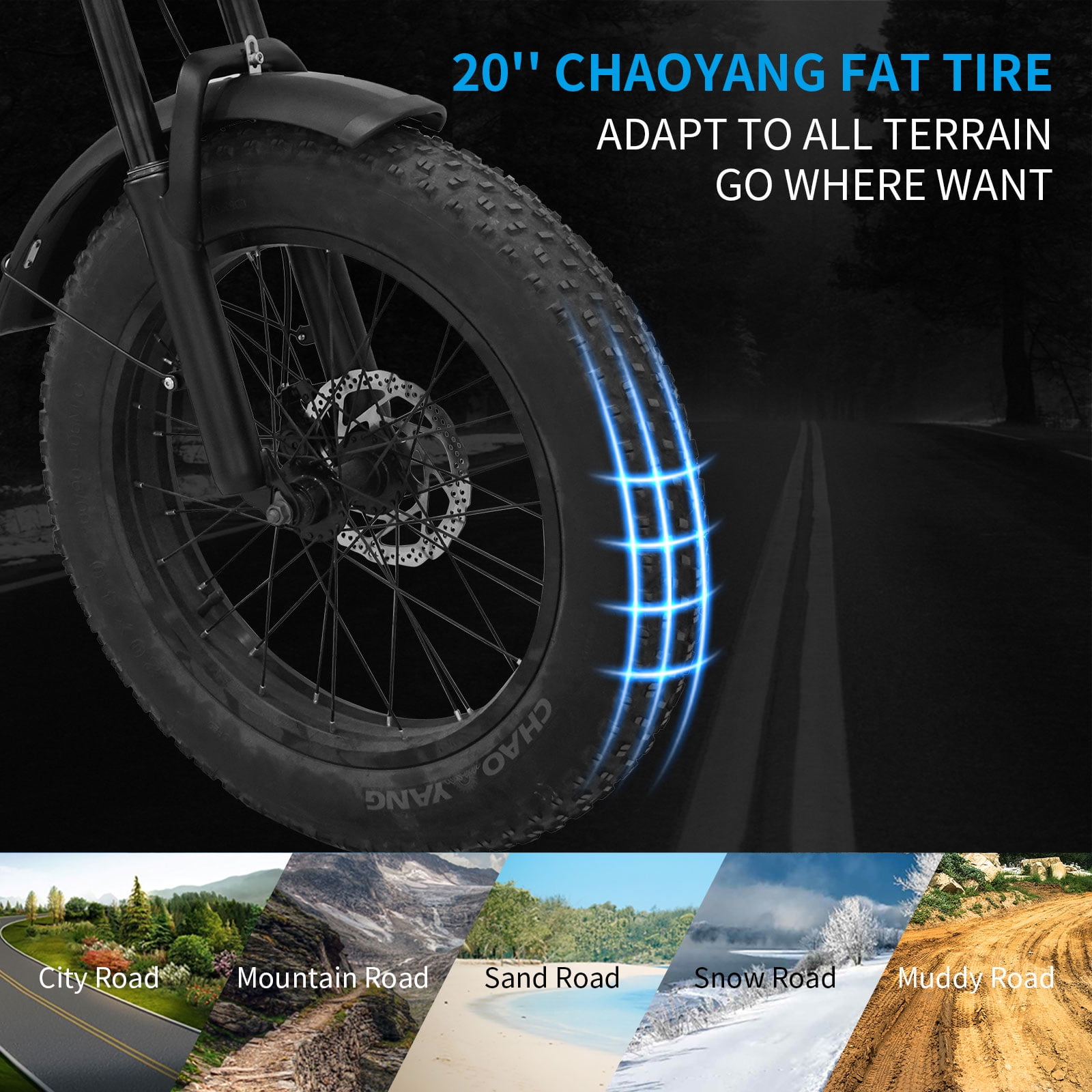 750W Electric Bike for Adults 20" Fat Tire Full Suspension Mountain Bike UL2849