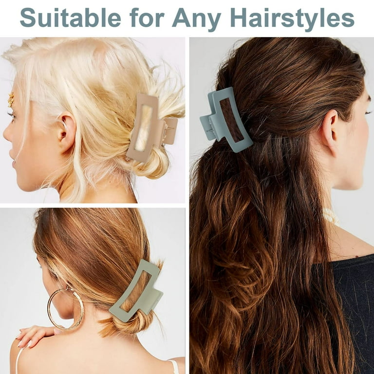 6 Pack Square Hair Claw Clips for Women Girls, 3.3