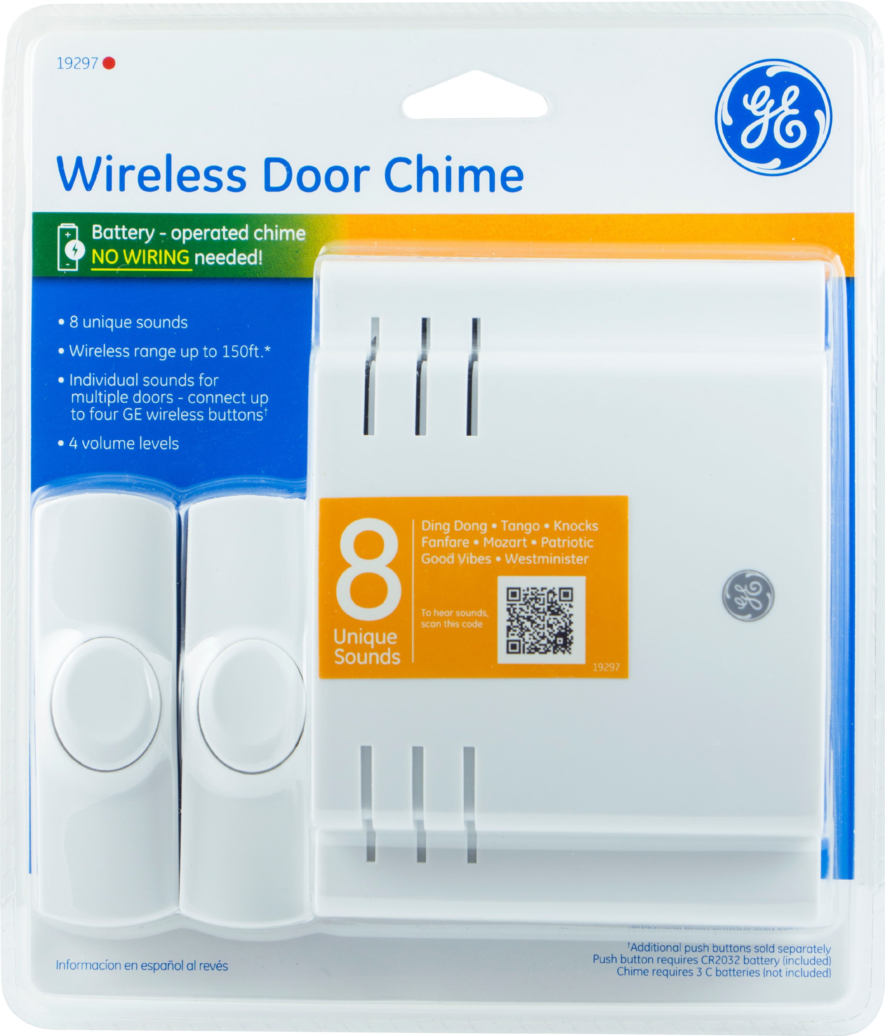 Ge Wireless Doorbell Kit 8 Chime Melodies 1 Receiver 2