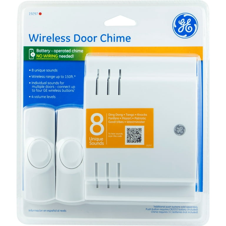 GE Wireless Doorbell Kit, Battery-Operated, Receiver, Push - Main Image