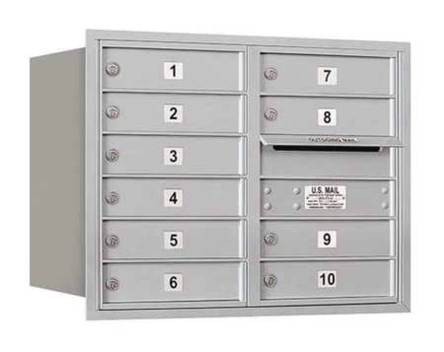 4C Horizontal Mailbox - 6 Door High Unit (23 1/2 Inches) - Double Column - 10 MB1 Doors - Aluminum - Rear Loading - USPS Access
