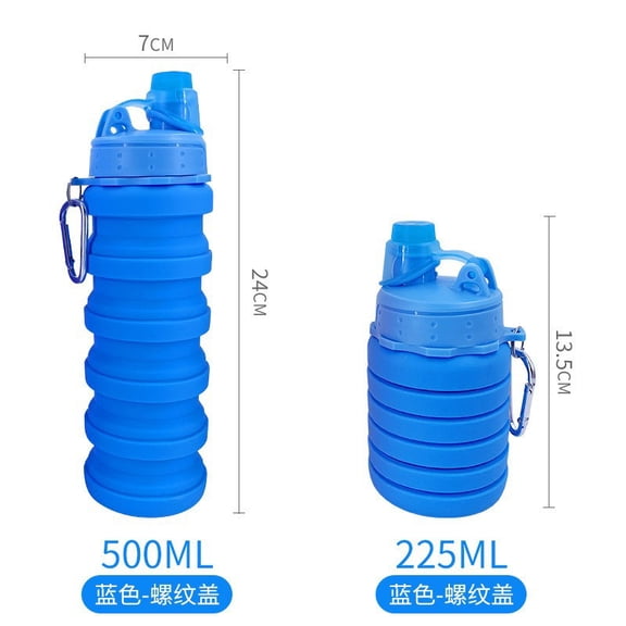 500ml Collapsible Silicone Water Bottle, Reusable Sport Portable With Mountaineering Buckle