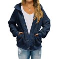 thumbnail image 4 of Vedolay Tops for Women Casual Oversize Casuals Jacket Women Vintage Long Sleeve Basic Coat with Pocket,Navy XXL, 4 of 5