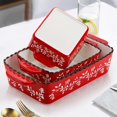 thumbnail image 4 of 3 Pack Ceramic Bakeware Set, Porcelain Rectangular Baking Dish Lasagna Pans for Cooking, Kitchen, Casserole Dishes, Cake Dinner, 12 x 8.5 x 6 Inches of Baking Pans, Banquet and Daily Use, Red, 4 of 7