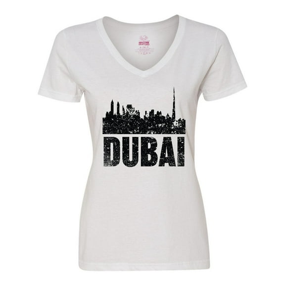 Inktastic Dubai City Skyline with Grunge Women's V-Neck T-Shirt